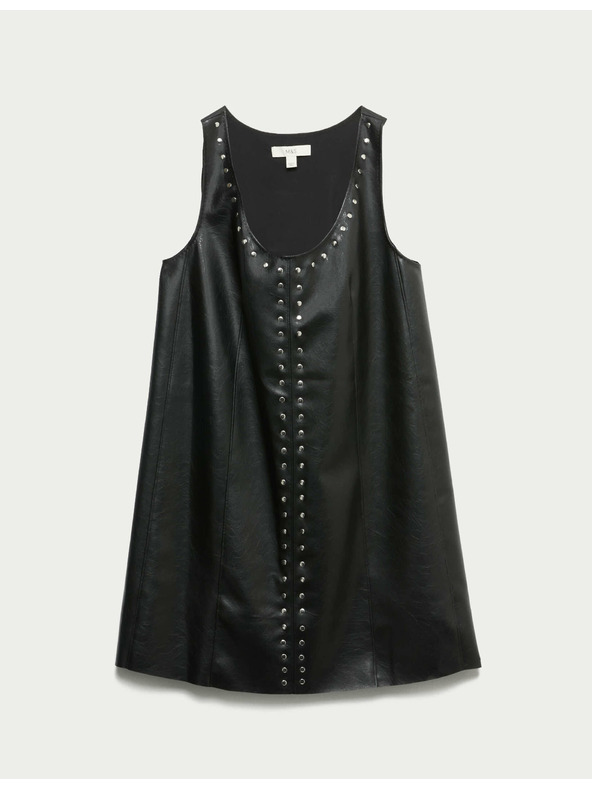 Marks & Spencer Zdobené mini šaty s umělou kůží Marks & Spencer černá