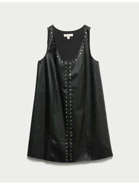 Marks & Spencer Zdobené mini šaty s umělou kůží Marks & Spencer černá