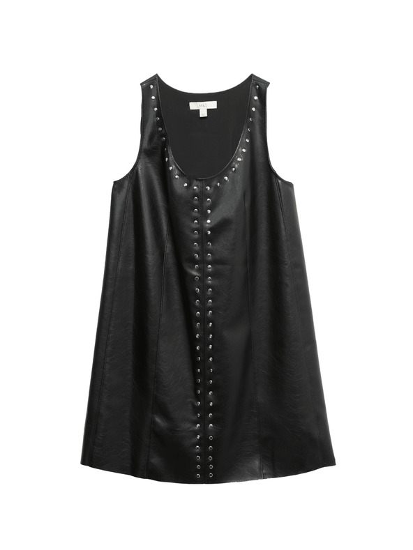 Marks & Spencer Zdobené mini šaty s umělou kůží Marks & Spencer černá