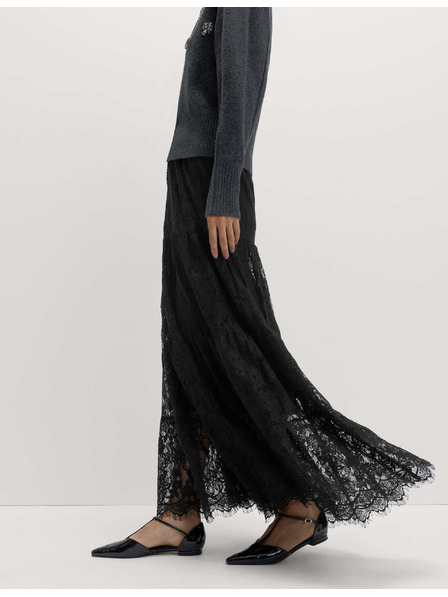 Marks & Spencer Krajková nabíraná maxi sukně Marks & Spencer černá