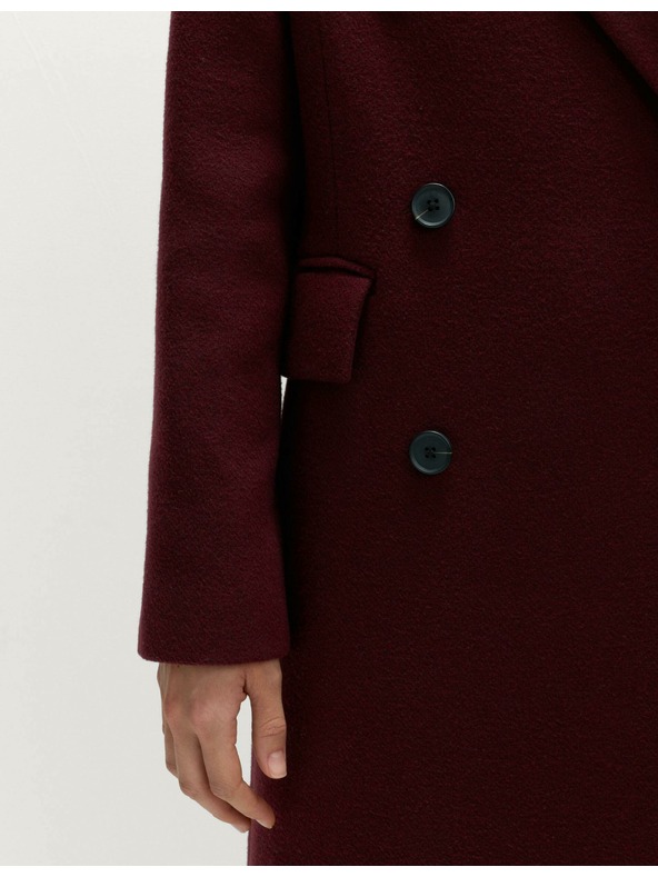 Marks & Spencer Dlouhý dvouřadý kabát s přídavkem vlny Marks & Spencer červená