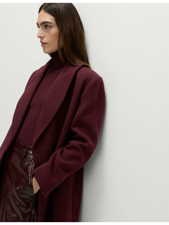 Marks & Spencer Dlouhý dvouřadý kabát s přídavkem vlny Marks & Spencer červená