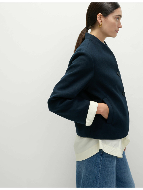 Marks & Spencer Krátká bunda bez límce Marks & Spencer námořnická modrá