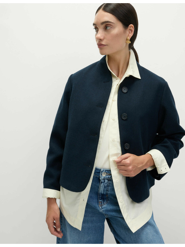 Marks & Spencer Krátká bunda bez límce Marks & Spencer námořnická modrá