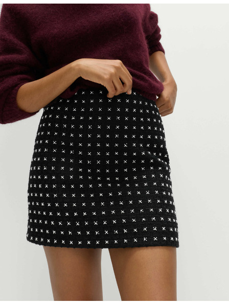 Marks & Spencer Zdobená áčková mini sukně z tvídu Marks & Spencer černá