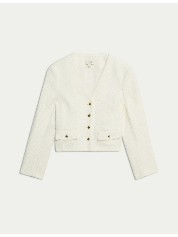 Marks & Spencer Bunda s výstřihem do V a vlnou Marks & Spencer smetanová