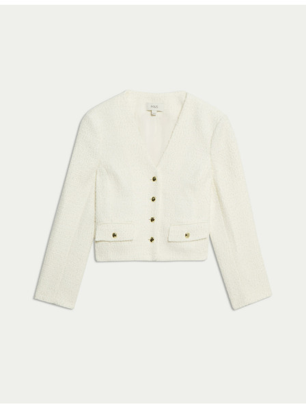 Marks & Spencer Bunda s výstřihem do V a vlnou Marks & Spencer smetanová