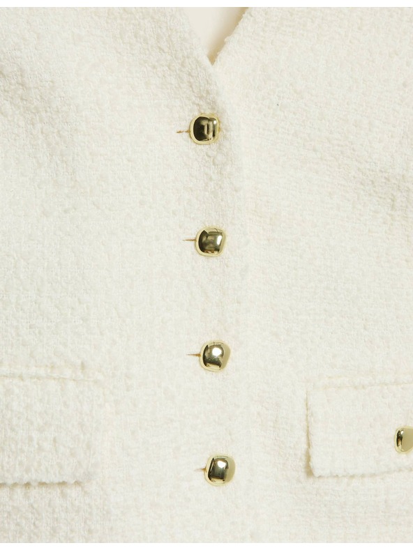 Marks & Spencer Bunda s výstřihem do V a vlnou Marks & Spencer smetanová