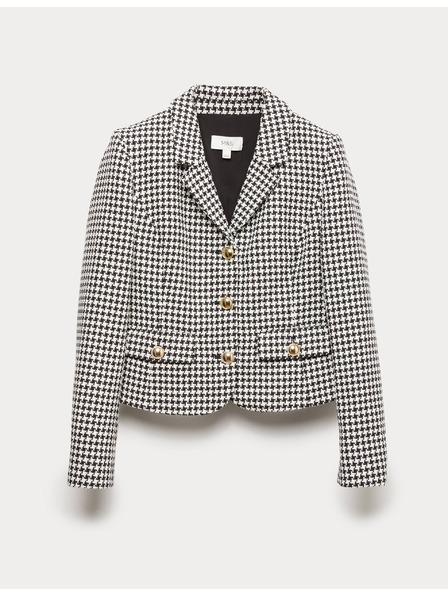 Marks & Spencer Tvídová bunda bez límečku s vysokým podílem bavlny Marks & Spencer černá