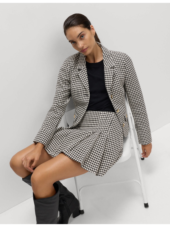 Marks & Spencer Tvídová bunda bez límečku s vysokým podílem bavlny Marks & Spencer černá