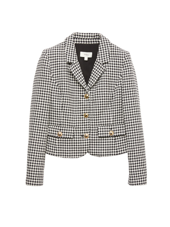 Marks & Spencer Tvídová bunda bez límečku s vysokým podílem bavlny Marks & Spencer černá