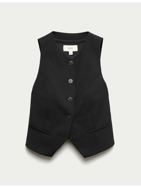 Marks & Spencer Propínací vesta bez límce Marks & Spencer černá