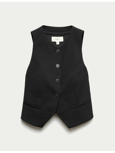 Marks & Spencer Propínací vesta bez límce Marks & Spencer černá