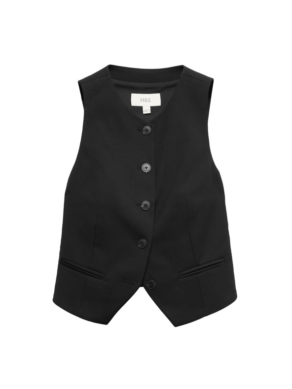 Marks & Spencer Propínací vesta bez límce Marks & Spencer černá