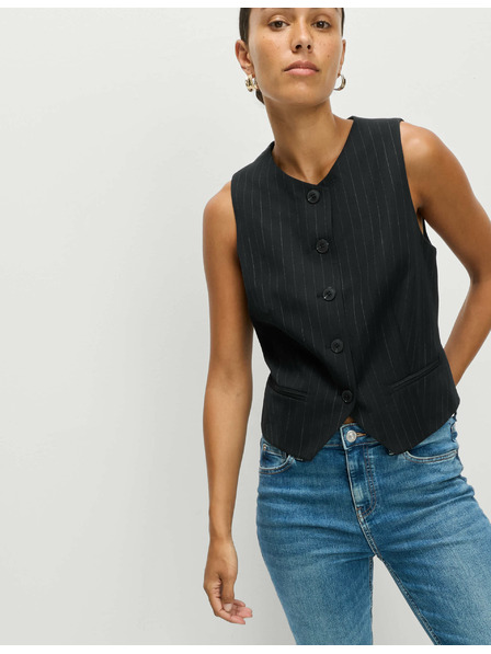 Marks & Spencer Pruhovaná vesta bez límce Marks & Spencer námořnická modrá