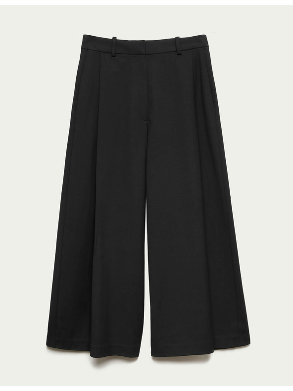 Marks & Spencer Tkaná plisovaná kalhotová sukně s širokými nohavicemi Marks & Spencer černá