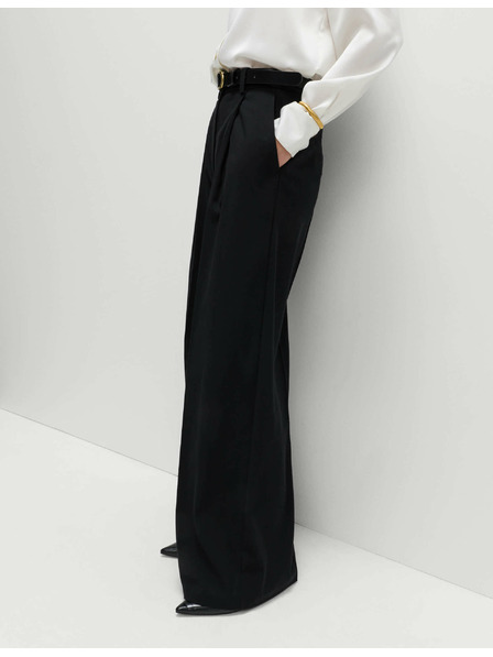 Marks & Spencer Plisované kalhoty se širokými nohavicemi Marks & Spencer černá