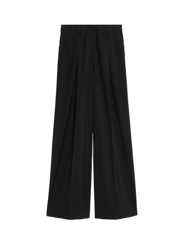 Marks & Spencer Plisované kalhoty se širokými nohavicemi Marks & Spencer černá