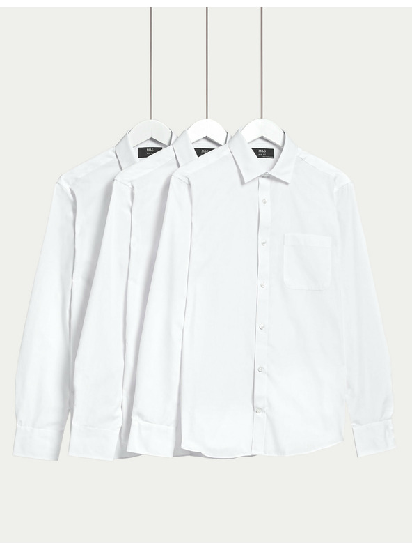 Marks & Spencer Košile úzkého střihu s dlouhým rukávem, 3 kusy v balení Marks & Spencer bílá