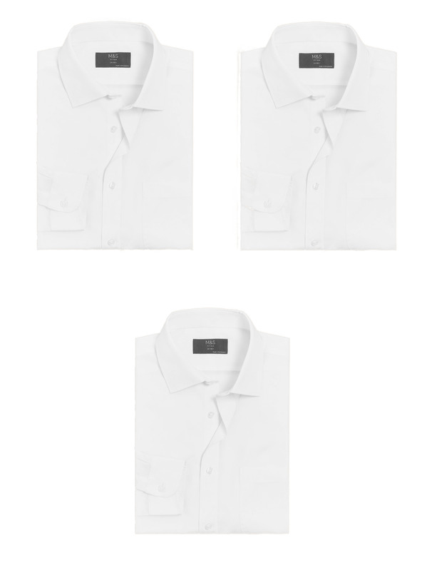 Marks & Spencer Sada tří kusů pánských bílých košil Marks & Spencer