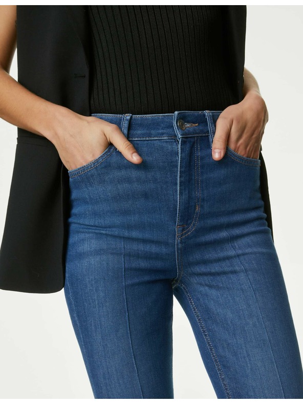 Marks & Spencer Tmavě modré dámské džíny s vysokým pasem Marks & Spencer