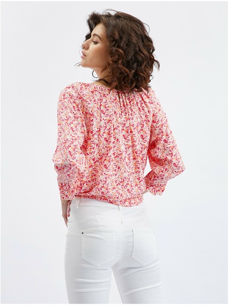 Orsay Růžovo-oranžová dámská květovaná halenka ORSAY