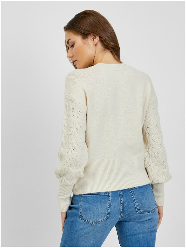 Orsay Krémový dámský vzorovaný svetr s balonovými rukávy ORSAY