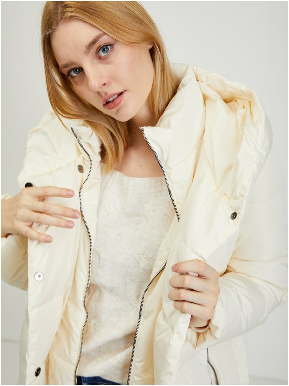 Orsay Krémový dámský péřový kabát ORSAY