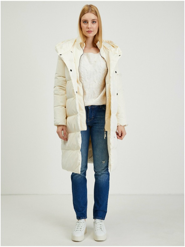 Orsay Krémový dámský péřový kabát ORSAY