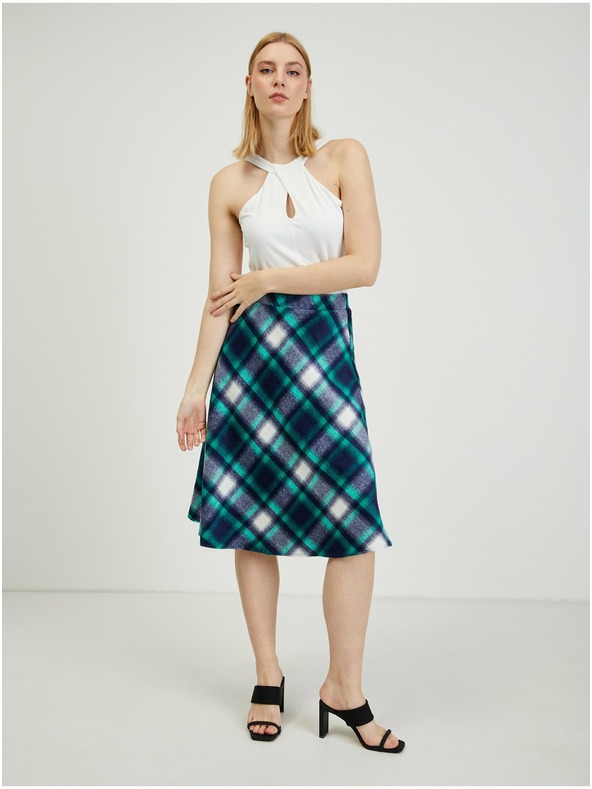 Orsay Zeleno-modrá dámská kostkovaná sukně ORSAY