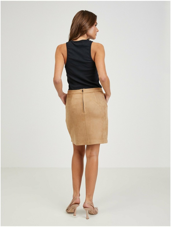 Orsay Světle hnědá dámská sukně v semišové úpravě ORSAY