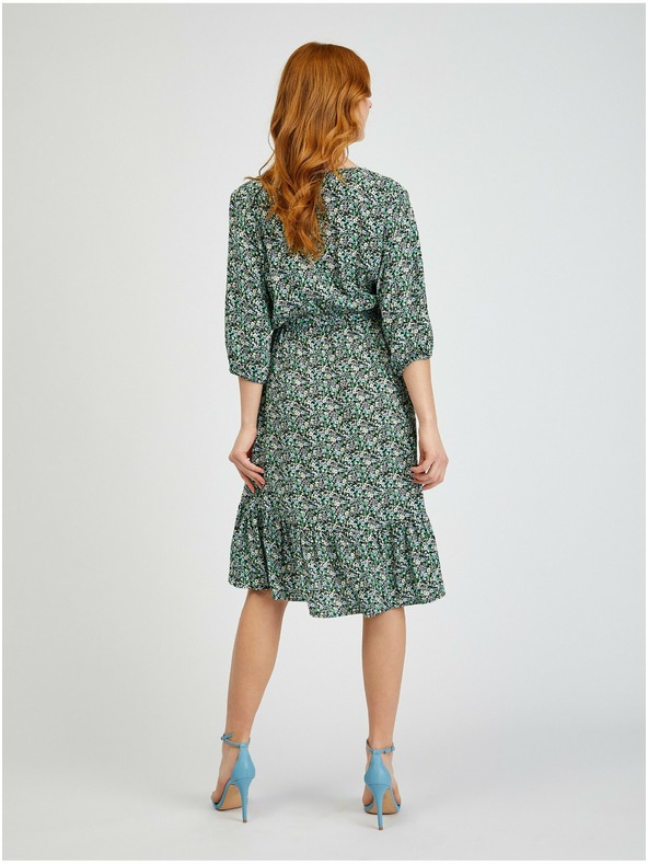 Orsay Zelené dámské vzorované šaty se zavazováním ORSAY