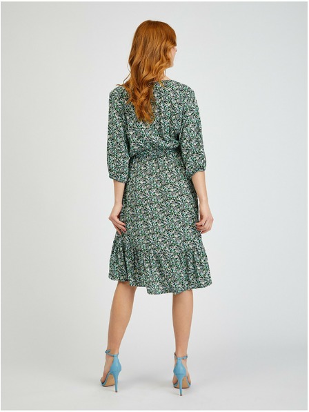 Orsay Zelené dámské vzorované šaty se zavazováním ORSAY