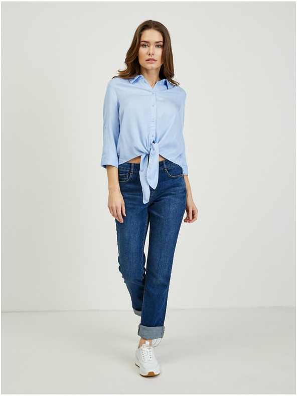 Orsay Světle modrá dámská košile s uzlem ORSAY