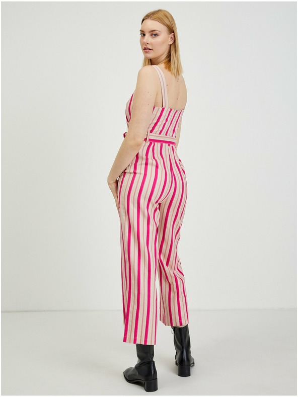 Orsay Béžovo-růžový dámský lněný overal ORSAY Los Angeles