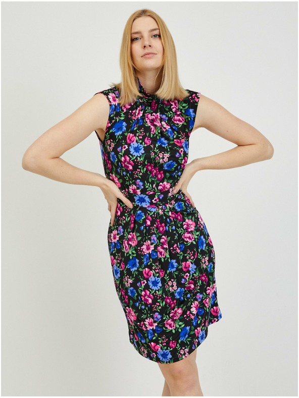 Orsay Černé dámské květované pouzdrové šaty ORSAY