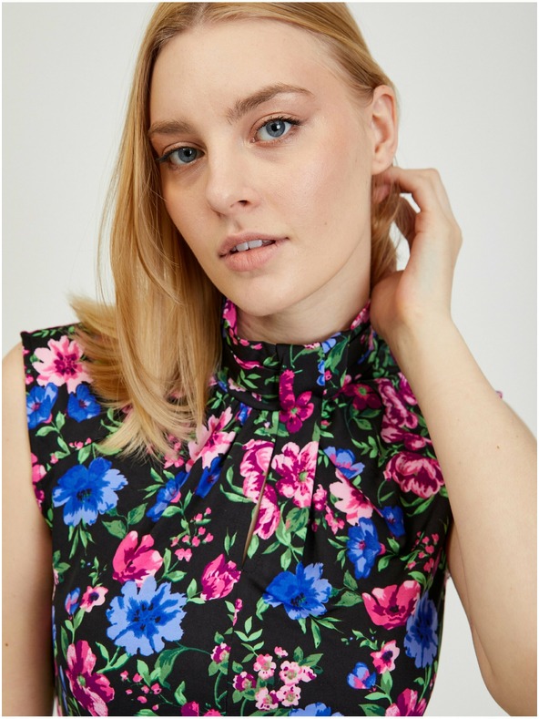 Orsay Černé dámské květované pouzdrové šaty ORSAY