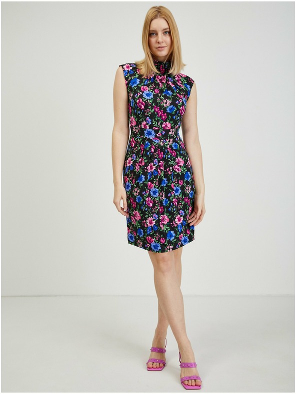 Orsay Černé dámské květované pouzdrové šaty ORSAY