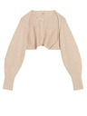 Orsay Béžový žebrovaný krátký kardigan s balonovými rukávy ORSAY