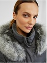 Orsay Tmavě šedá dámská zimní prošívaná bunda s páskem ORSAY