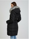 Orsay Černý dámský péřový zimní kabát s kapucí a umělým kožíškem ORSAY