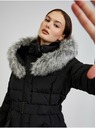 Orsay Černý dámský péřový zimní kabát s kapucí a umělým kožíškem ORSAY