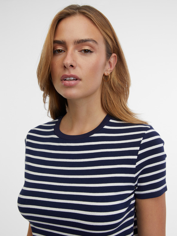 Orsay Tmavě modré dámské pruhované tričko ORSAY