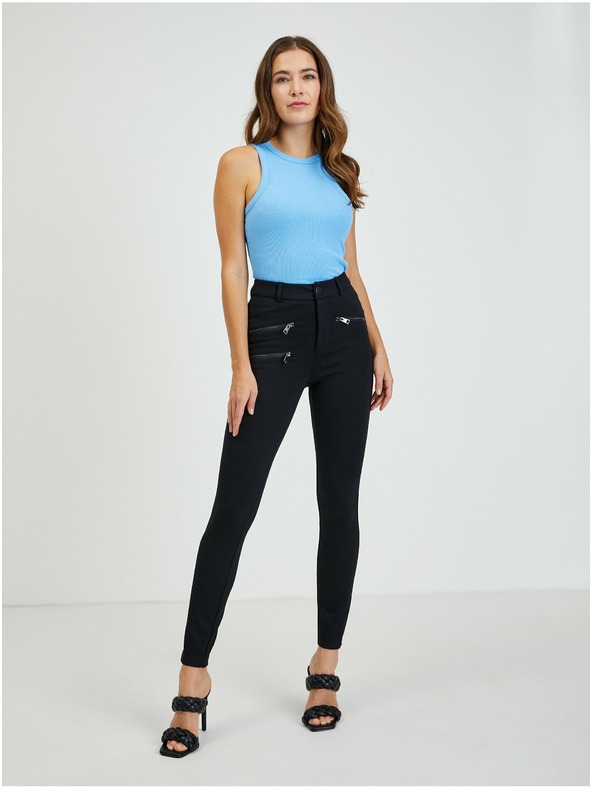 Orsay Černé dámské kalhoty s ozdobnými zipy ORSAY