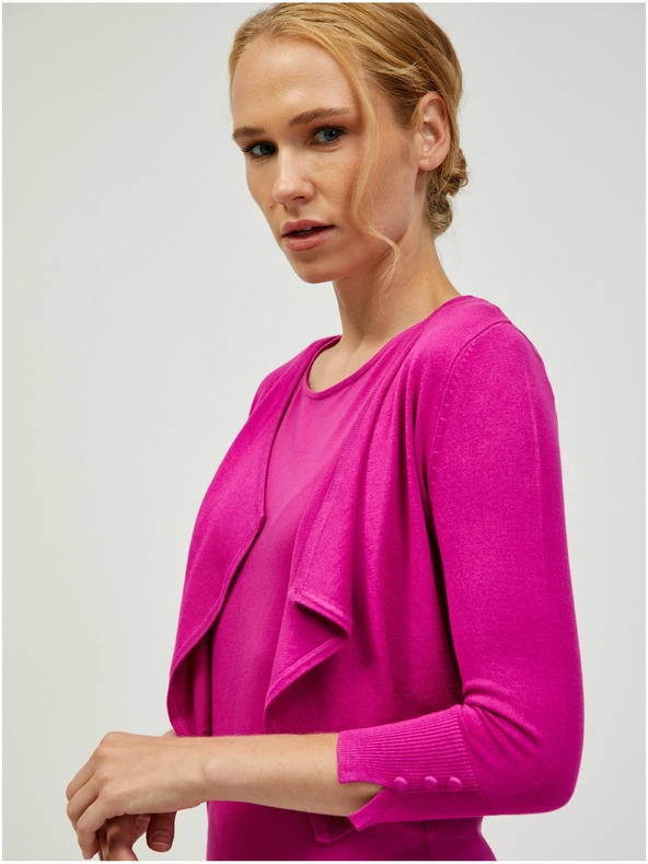 Orsay Tmavě růžový krátký kardigan s tříčtvrtečním rukávem ORSAY