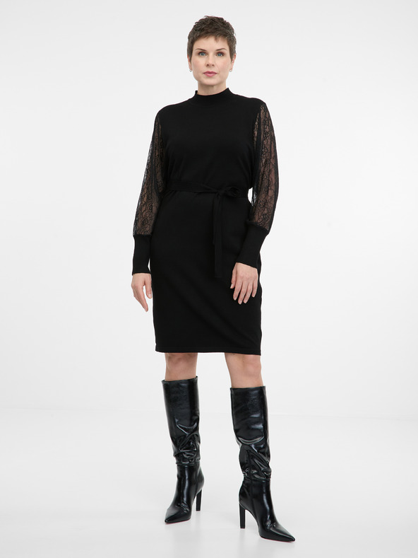 Orsay Černé dámské šaty ke kolenům ORSAY