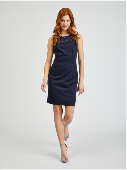 Orsay Tmavě modré dámské pouzdrové šaty s krajkou ORSAY
