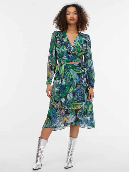 Orsay Černo-zelená dámská vzorovaná sukně ORSAY