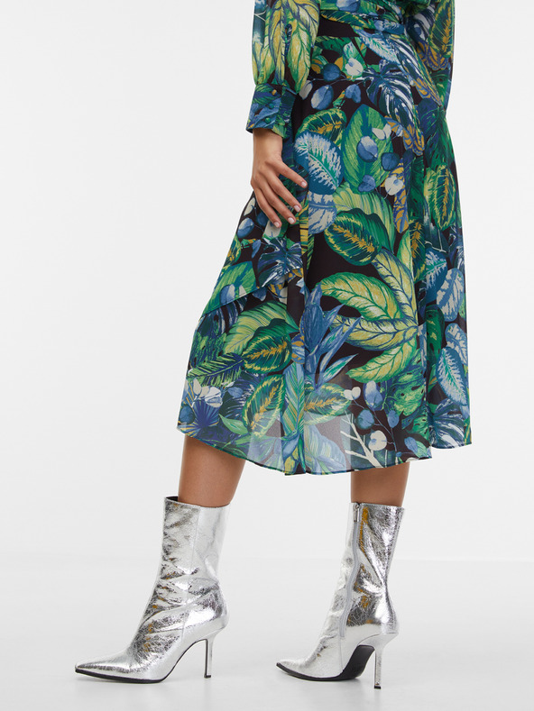 Orsay Černo-zelená dámská vzorovaná sukně ORSAY