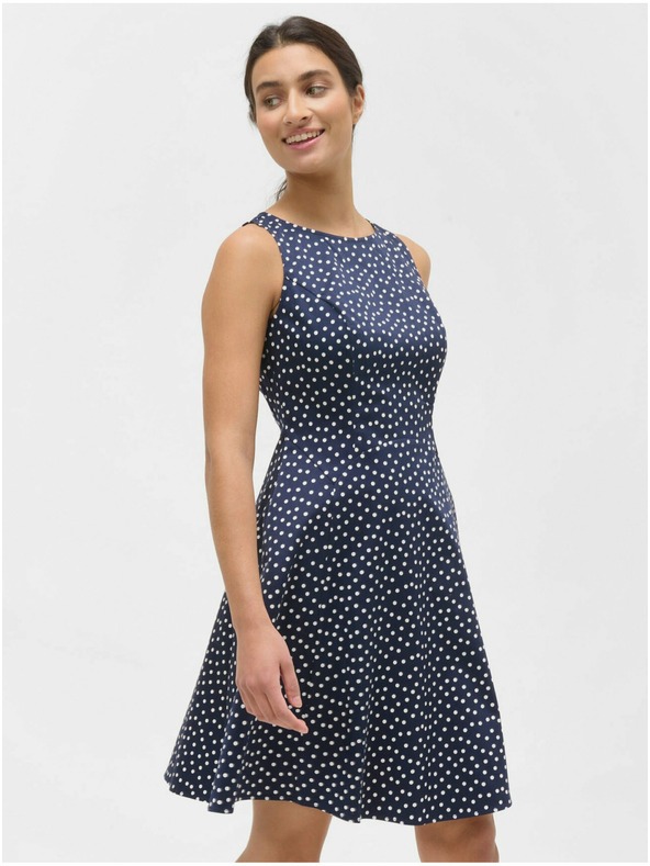 Orsay Tmavě modré puntíkované šaty ORSAY